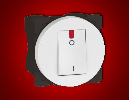 Arteor - Double pole switch with indicator 1-way Red indicator supplied